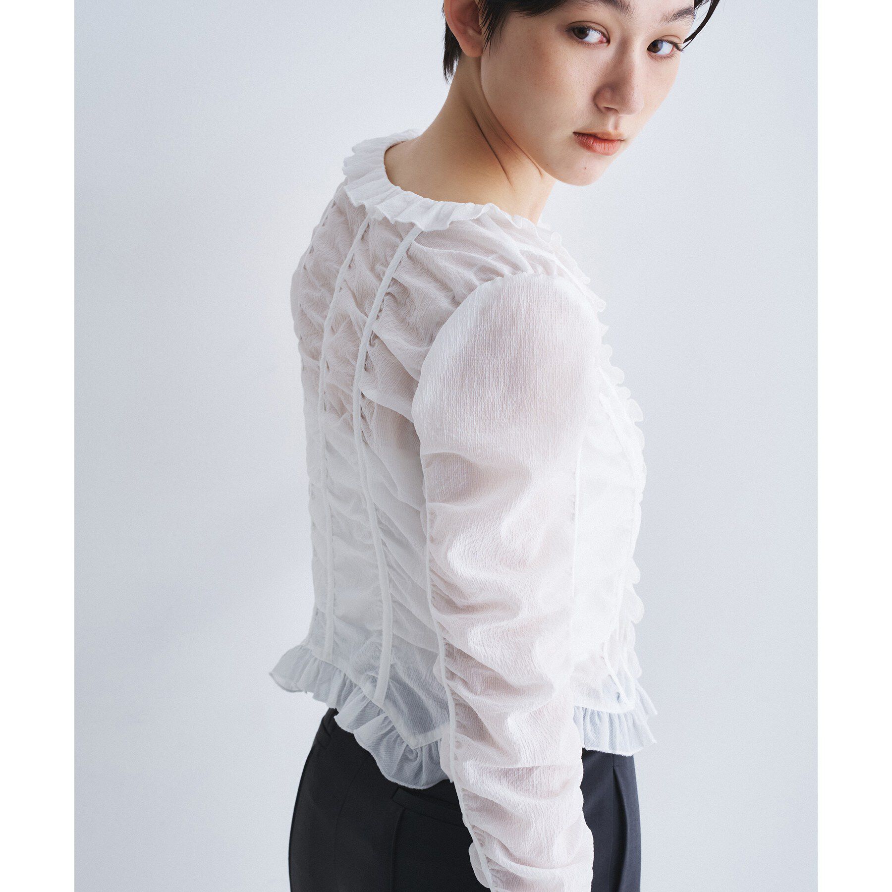CODE A「dobby ruffle blouse」|シャツ・ブラウス|