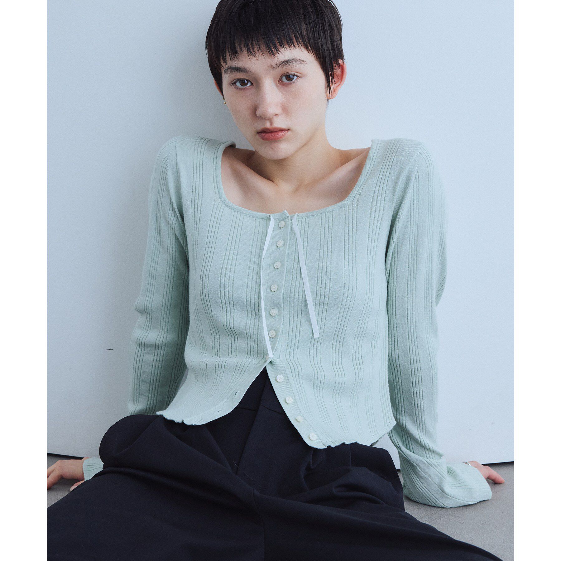 CODE A「intimate knit cardigan」|カーディガン|ミントグリーン(02