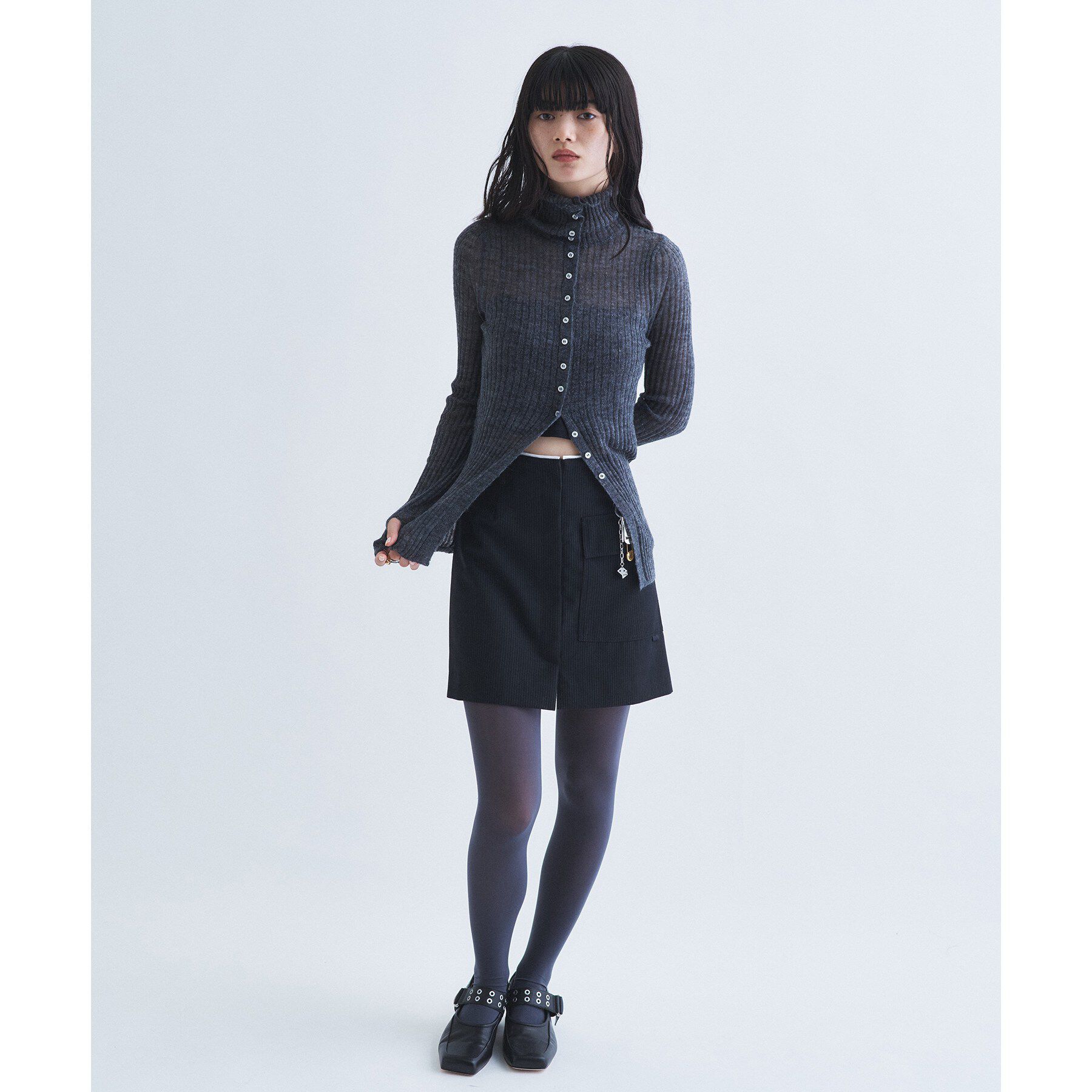 CODE A「sheer mohair rib cardigan」|カーディガン|