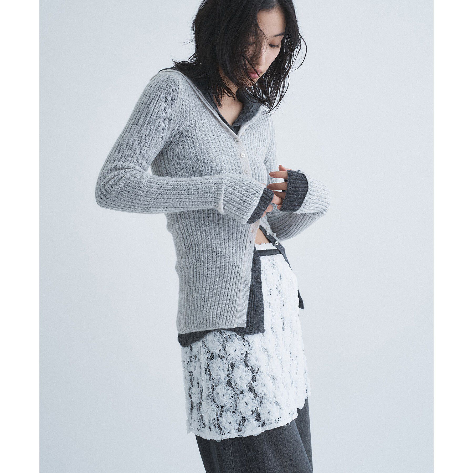 CODE A「sheer mohair rib cardigan」|カーディガン|
