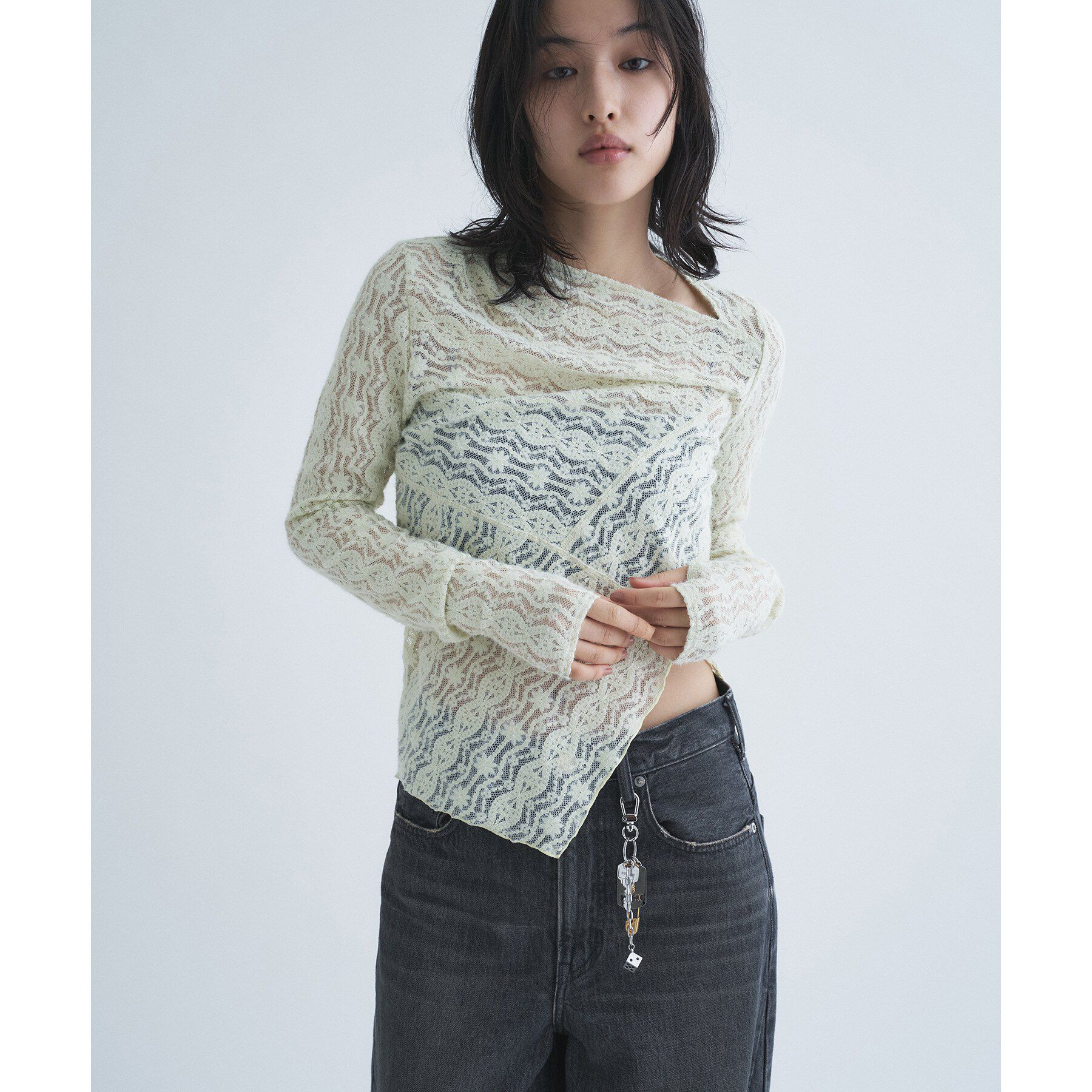 CODE A「veil lace asymmetry top」|Tシャツ・カットソー|