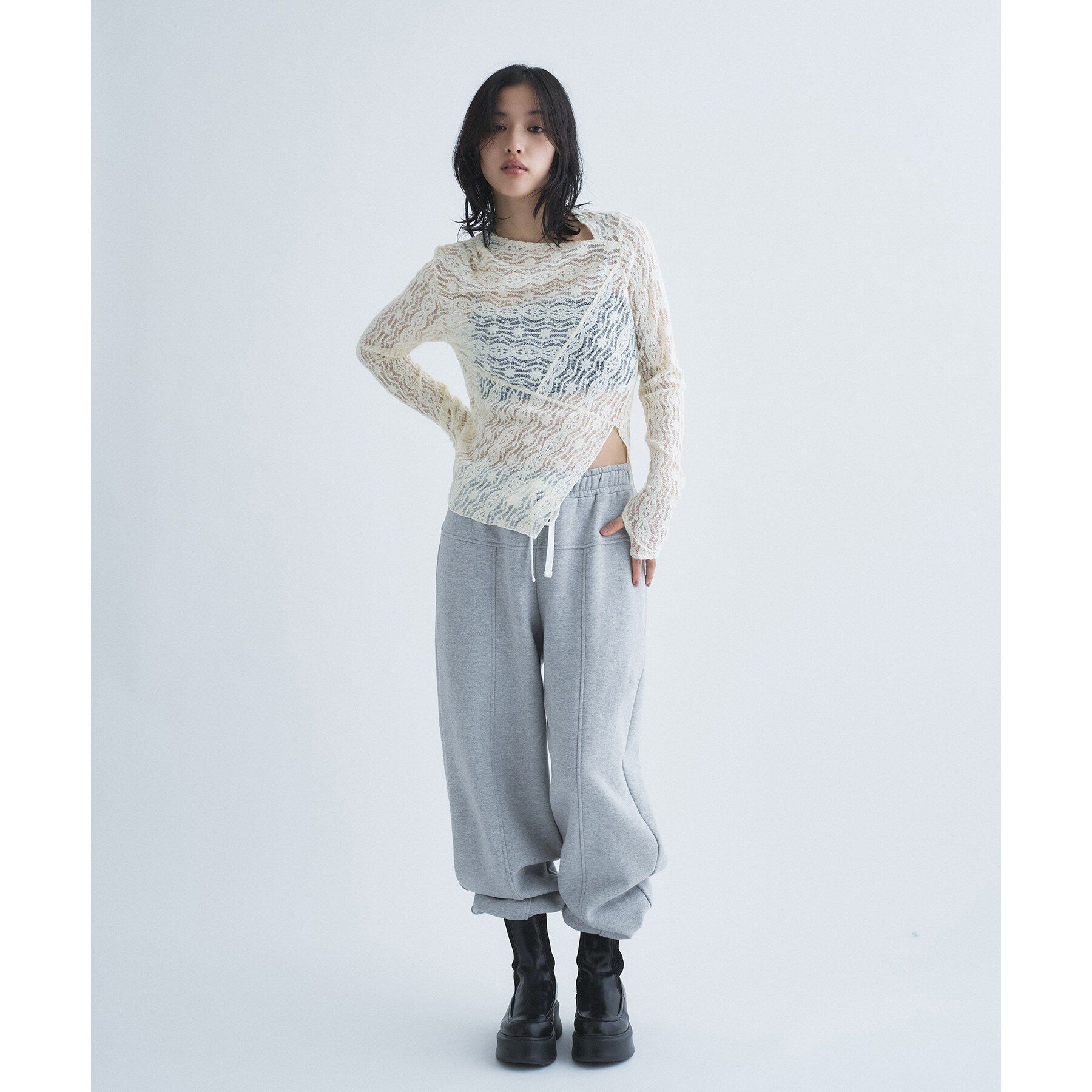 CODE A「veil lace asymmetry top」|Tシャツ・カットソー|