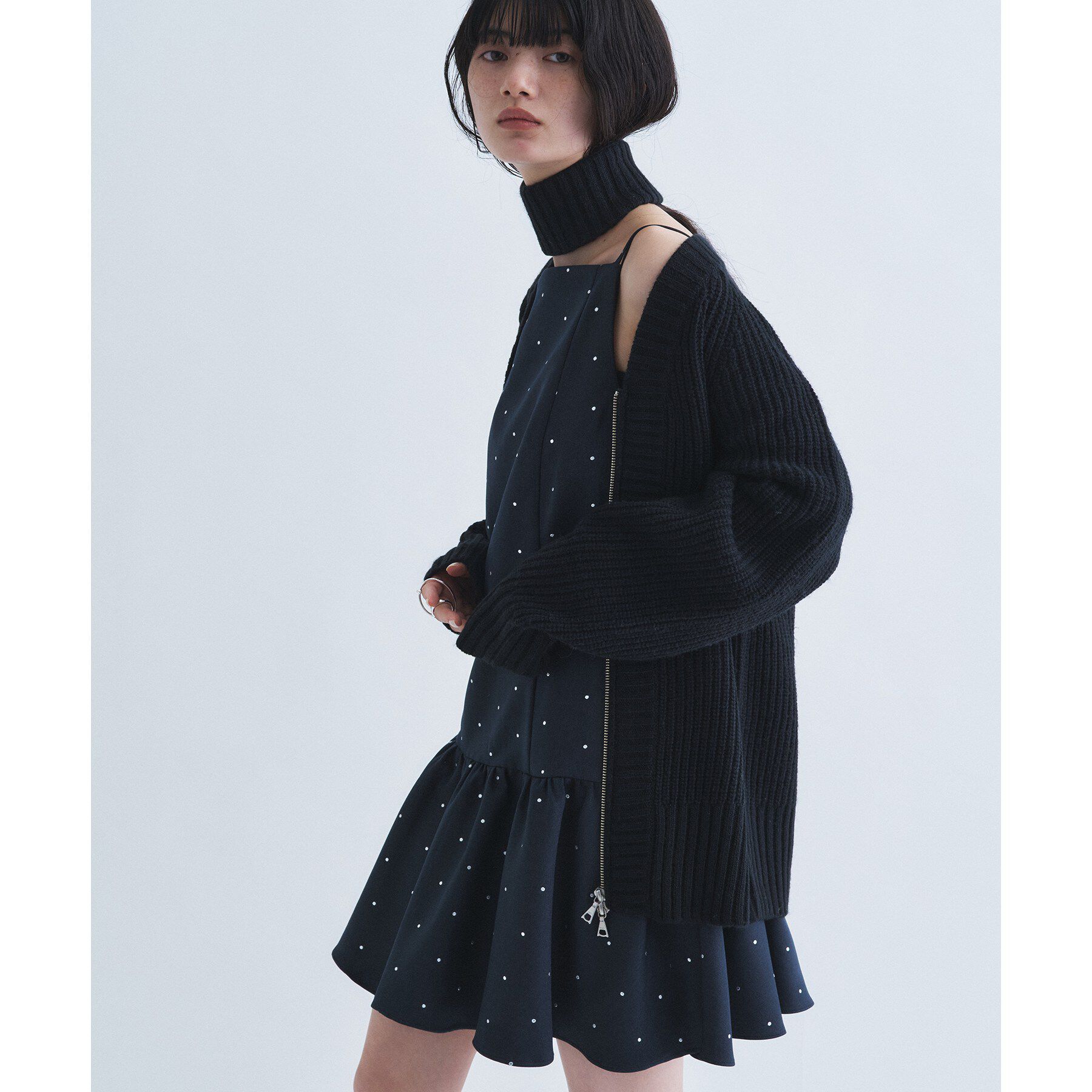 CODE A「【Re】dual form zip knit」|カーディガン|