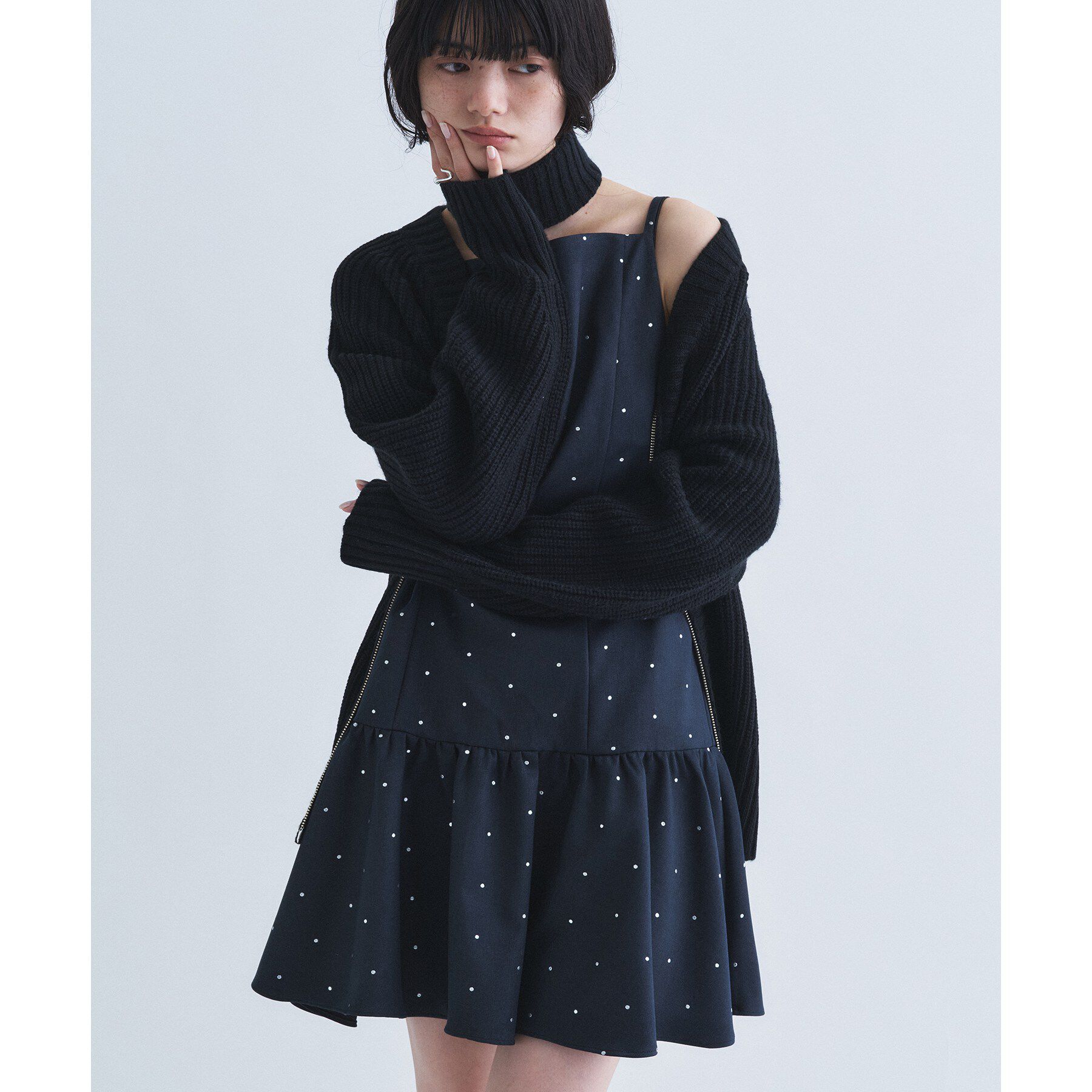 CODE A「【Re】dual form zip knit」|カーディガン|