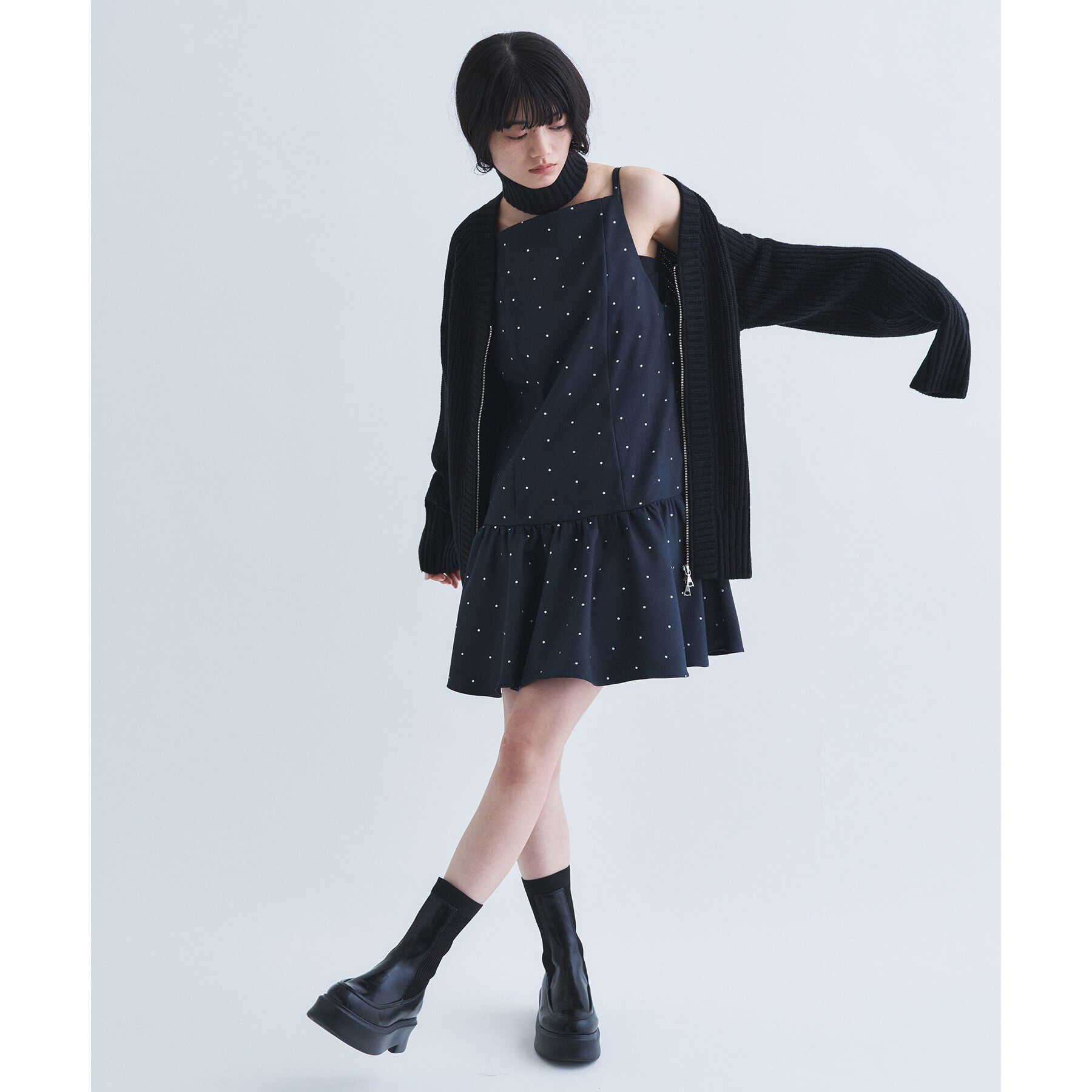 CODE A「【Re】dual form zip knit」|カーディガン|