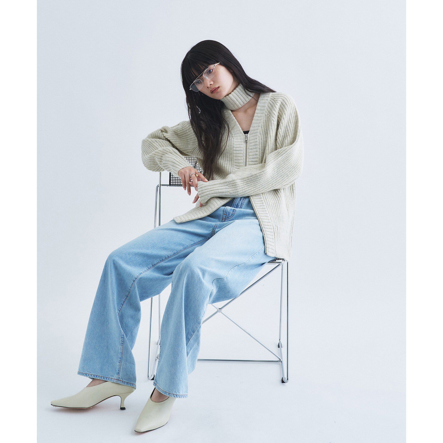CODE A「【Re】dual form zip knit」|カーディガン|
