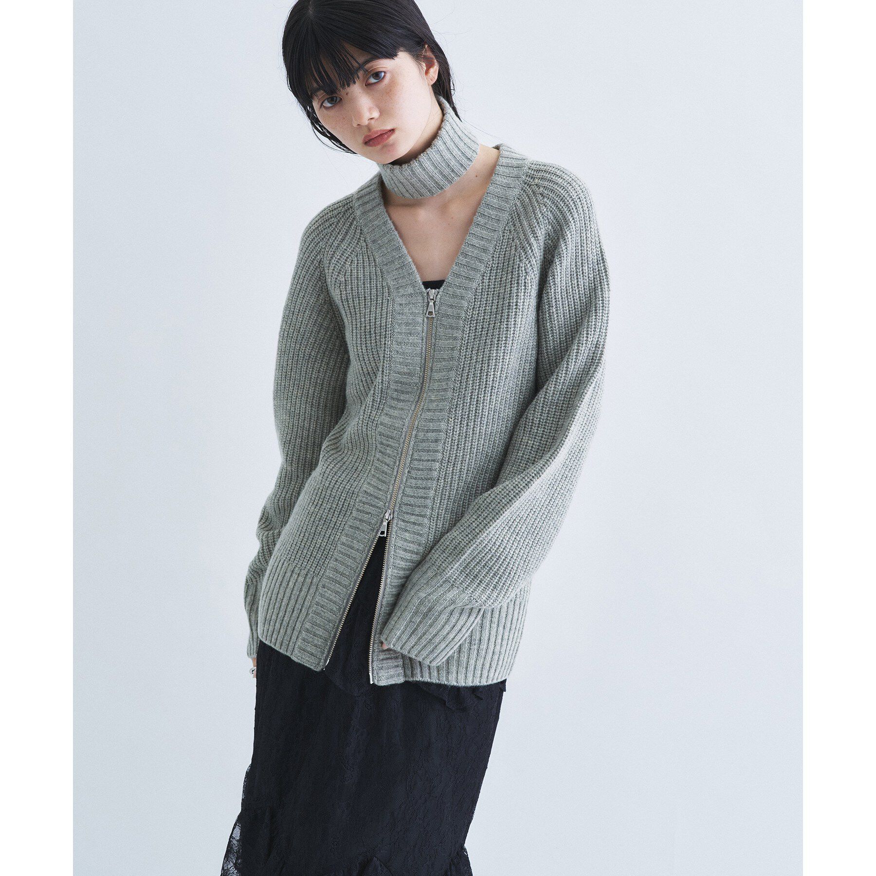 CODE A「【Re】dual form zip knit」|カーディガン|