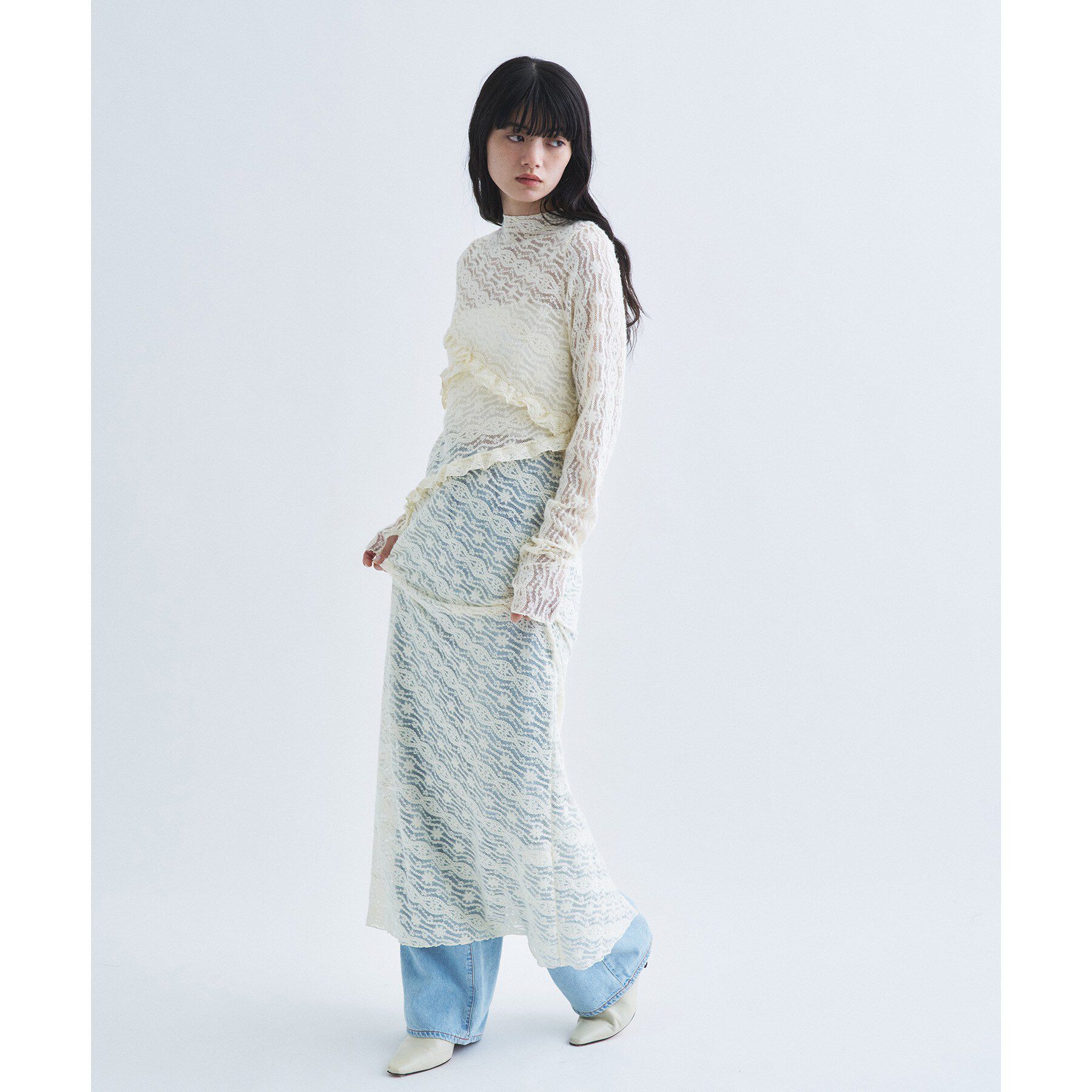 CODE A「veil lace Jersey dress」|ワンピース|