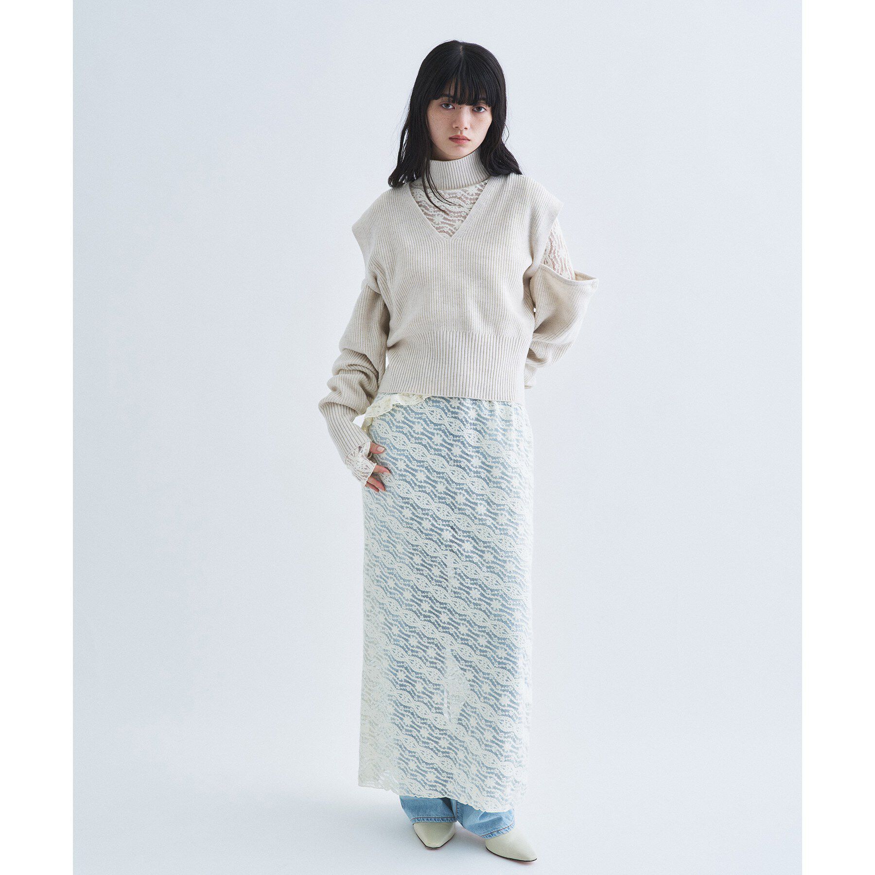 CODE A「veil lace Jersey dress」|ワンピース|