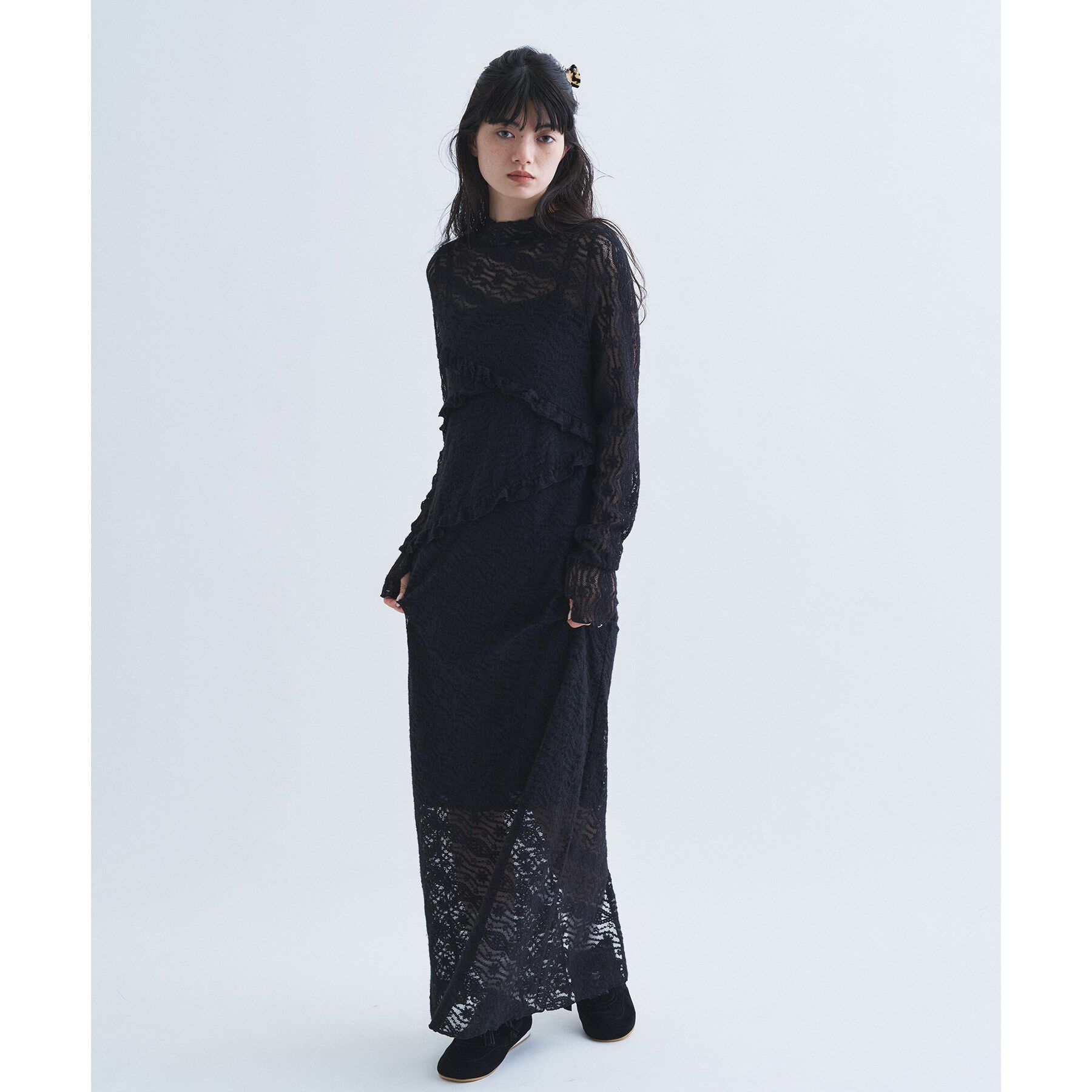 CODE A「veil lace Jersey dress」|ワンピース|