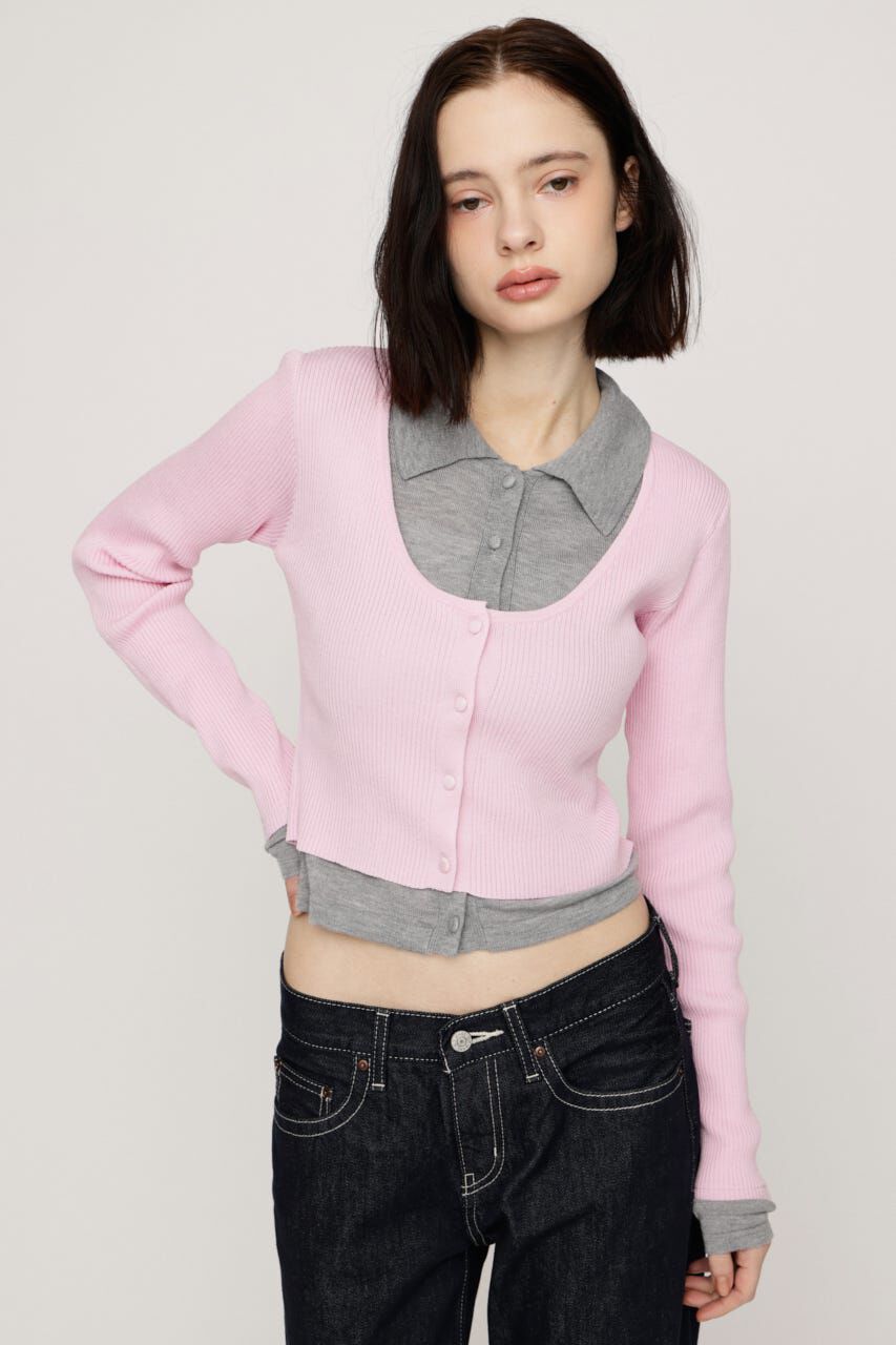 SLY「LAYERED LIKE KNIT トップス」|ニット・セーター|L/PNK1