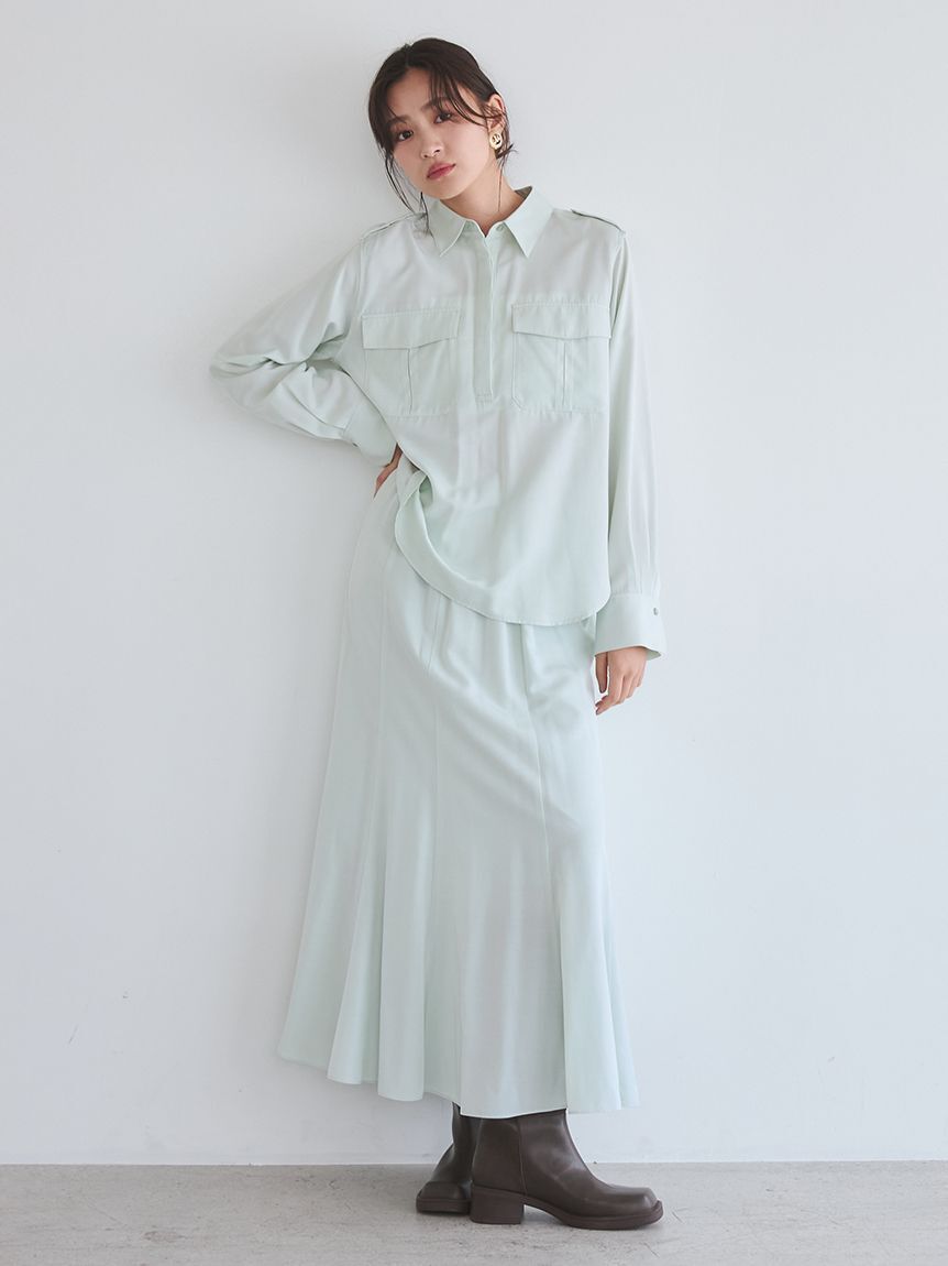 Mila Owen「シルキータッチシャツ&times;ナロースカートSET UP」|ワンピース|