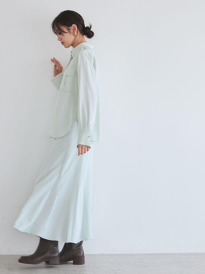 Mila Owen「シルキータッチシャツ&times;ナロースカートSET UP」|ワンピース|