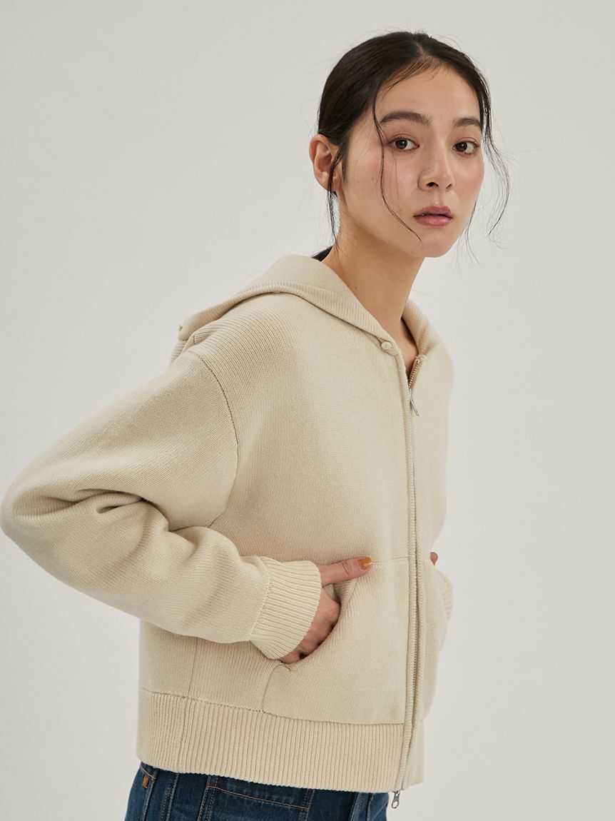 Mila Owen「ファー付きニットフーディ」|ニット・セーター|