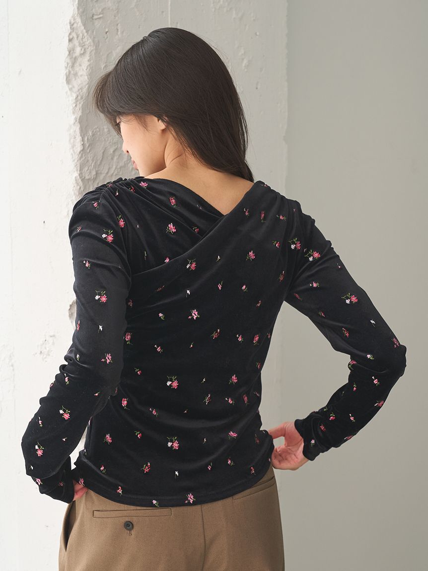 Mila Owen「【ウォッシャブル】エンブロイダリーベロアトップス」|Tシャツ・カットソー|