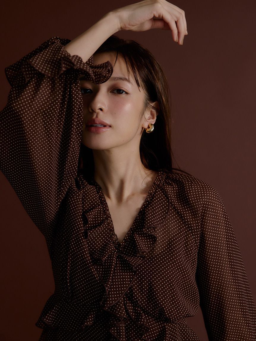 Mila Owen「【ウォッシャブル】シフォンフリルロングワンピース」|ワンピース|