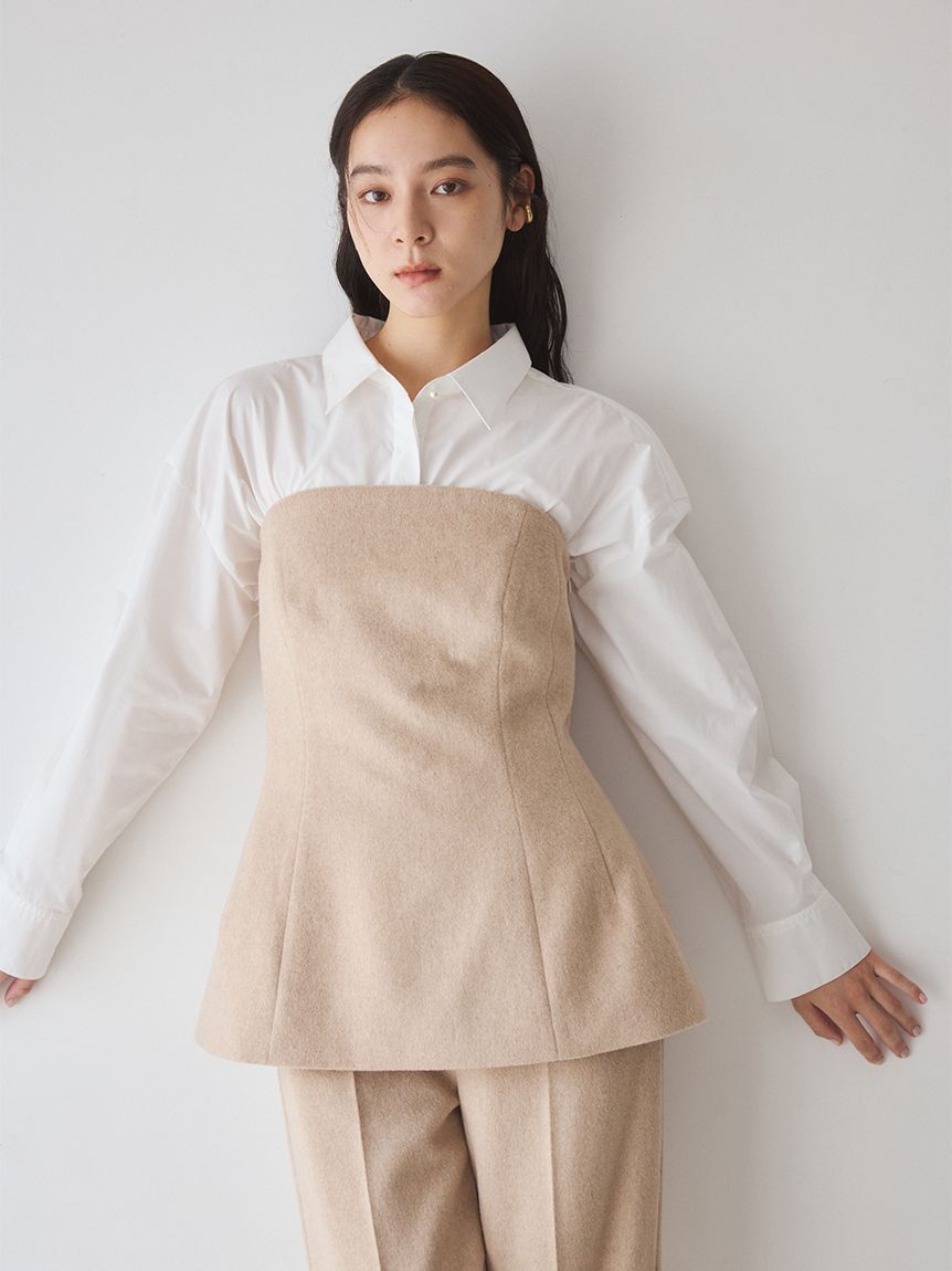 Mila Owen「後ゴムペプラムフランネルビスチェ」|ベスト・ジレ|BEG