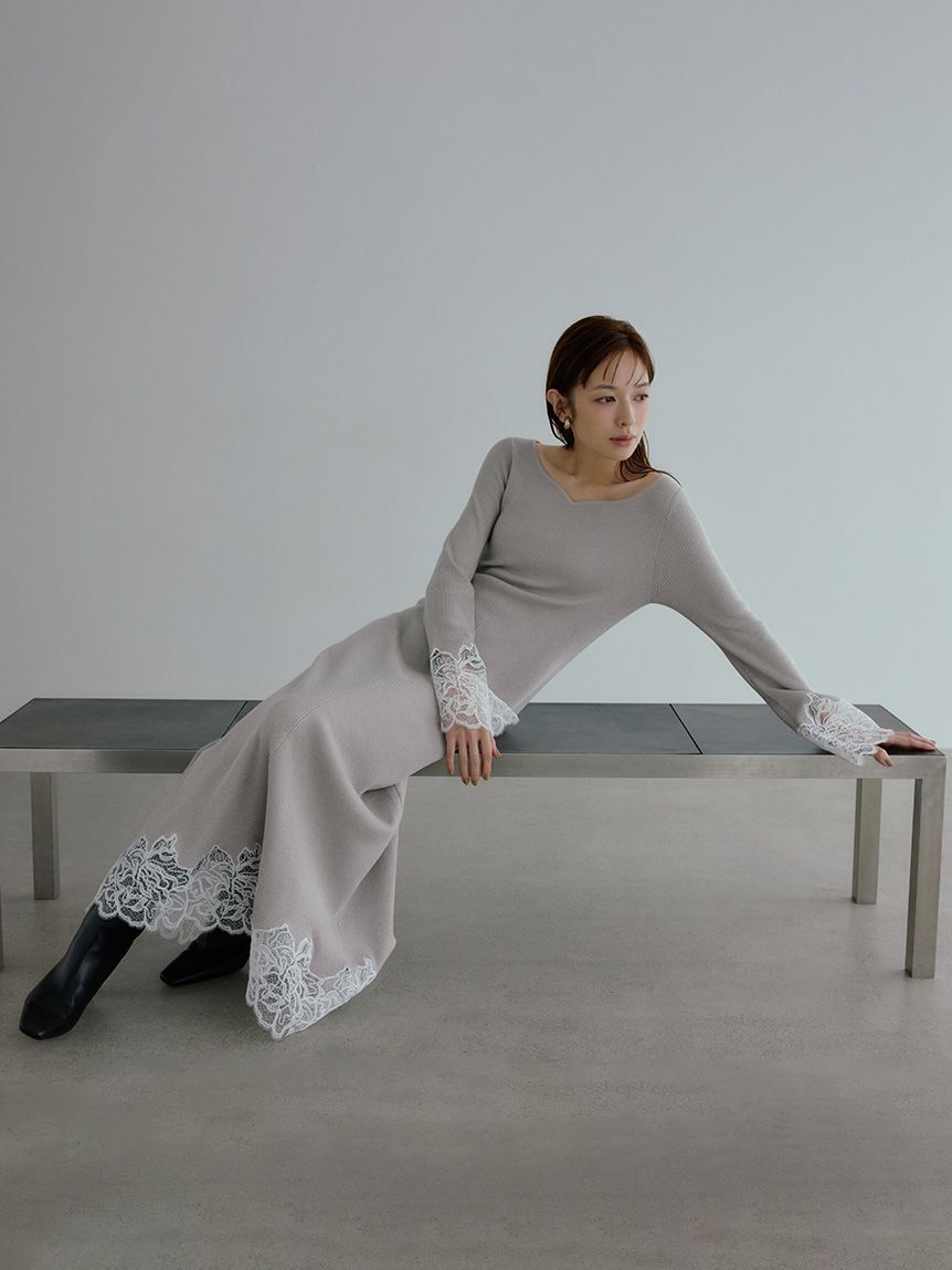 Mila Owen「レースドッキングニットワンピース」|ワンピース|