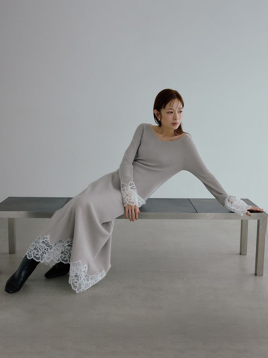 Mila Owen「レースドッキングニットワンピース」|ワンピース|GBEG