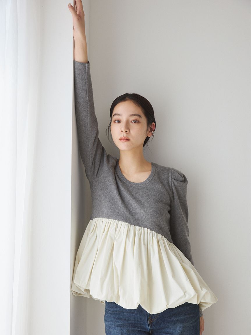 Mila Owen「【ウォッシャブル】2WAYタックスリーブペプラムニット」|ニット・セーター|