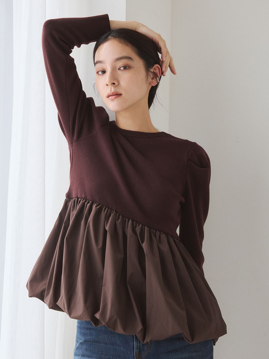 Mila Owen「【ウォッシャブル】2WAYタックスリーブペプラムニット」|ニット・セーター|BRW