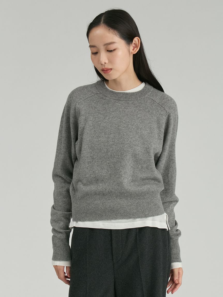 Mila Owen「Wool100％クルーネックショート丈ニット」|ニット・セーター|GRY