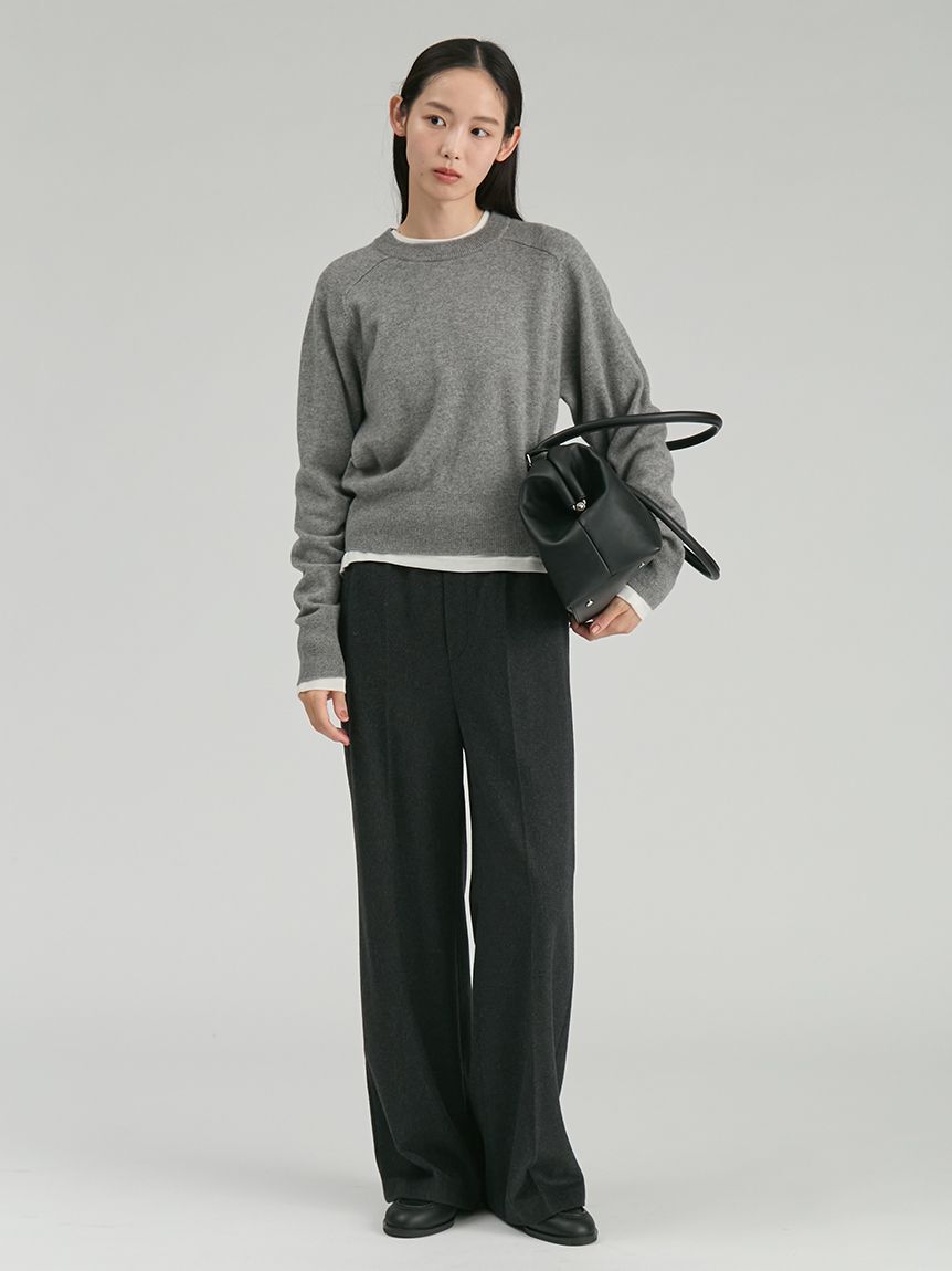 Mila Owen「Wool100％クルーネックショート丈ニット」|ニット・セーター|