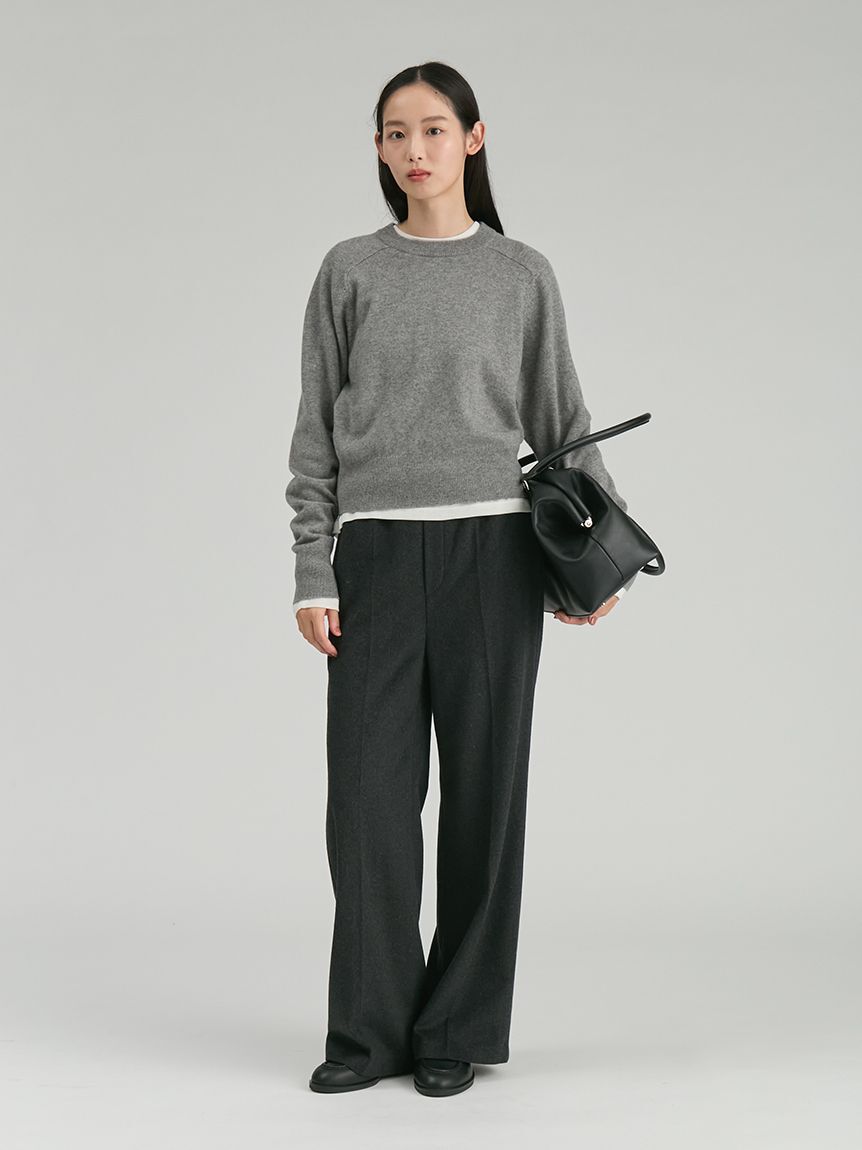 Mila Owen「Wool100％クルーネックショート丈ニット」|ニット・セーター|