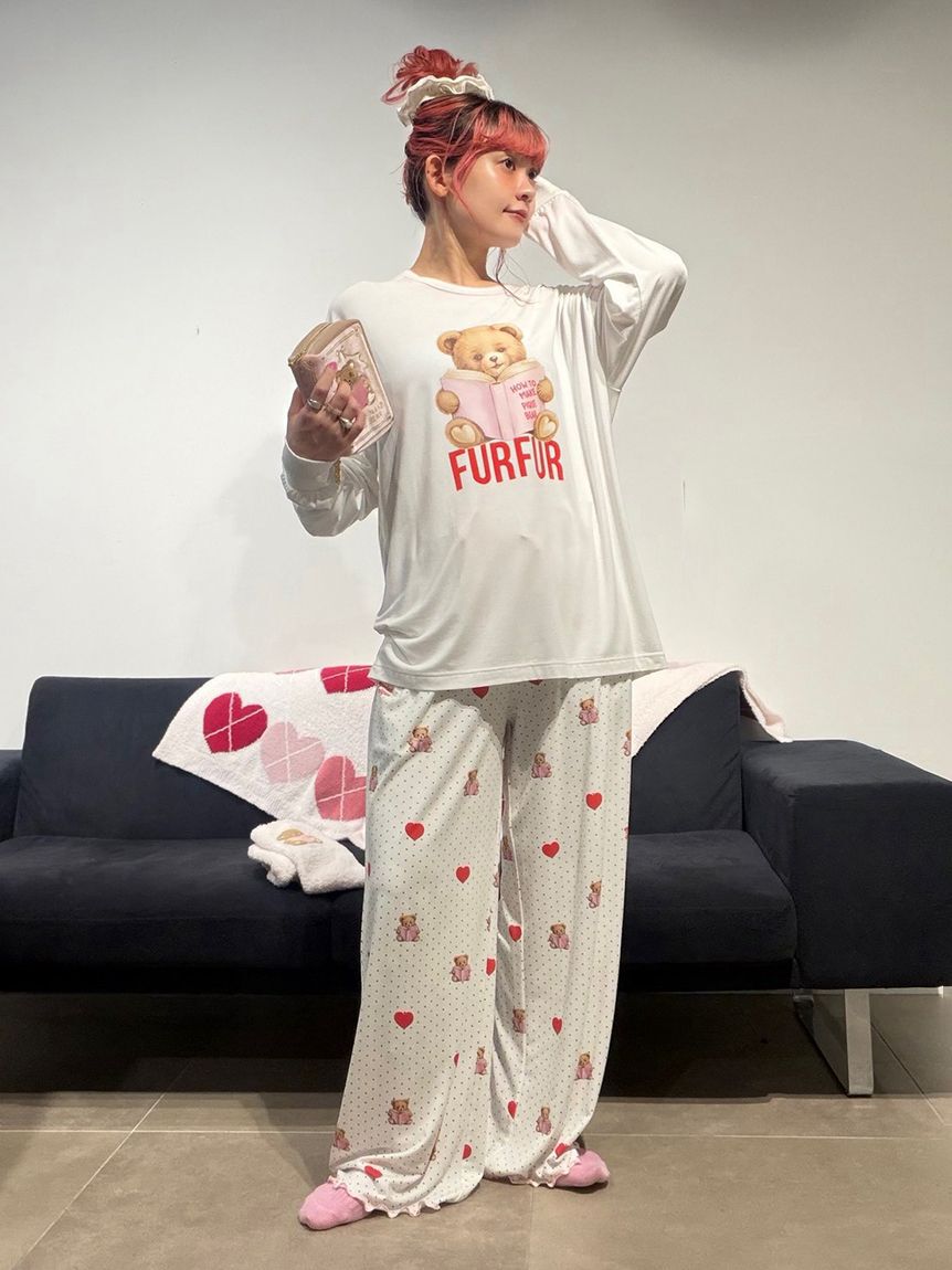 FURFUR「【FURFUR&times;gelato pique】ベアハートプリントロングパンツ」|ルームウェア|