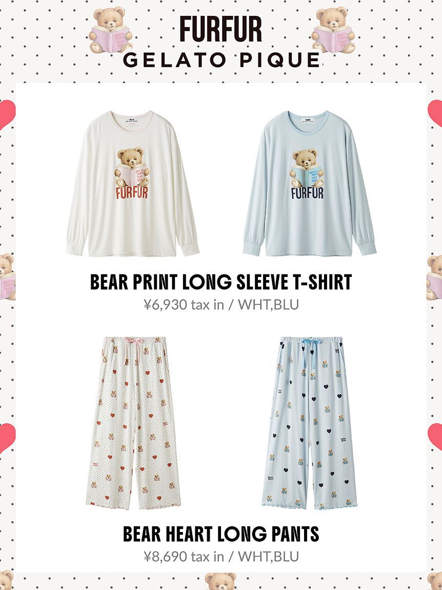 FURFUR「【FURFUR&times;gelato pique】ベアプリントロングスリーブＴシャツ」|ルームウェア|