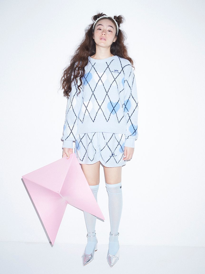 FURFUR「【FURFUR&times;gelato pique】ベビモコハートアーガイルプルオーバー」|ルームウェア|