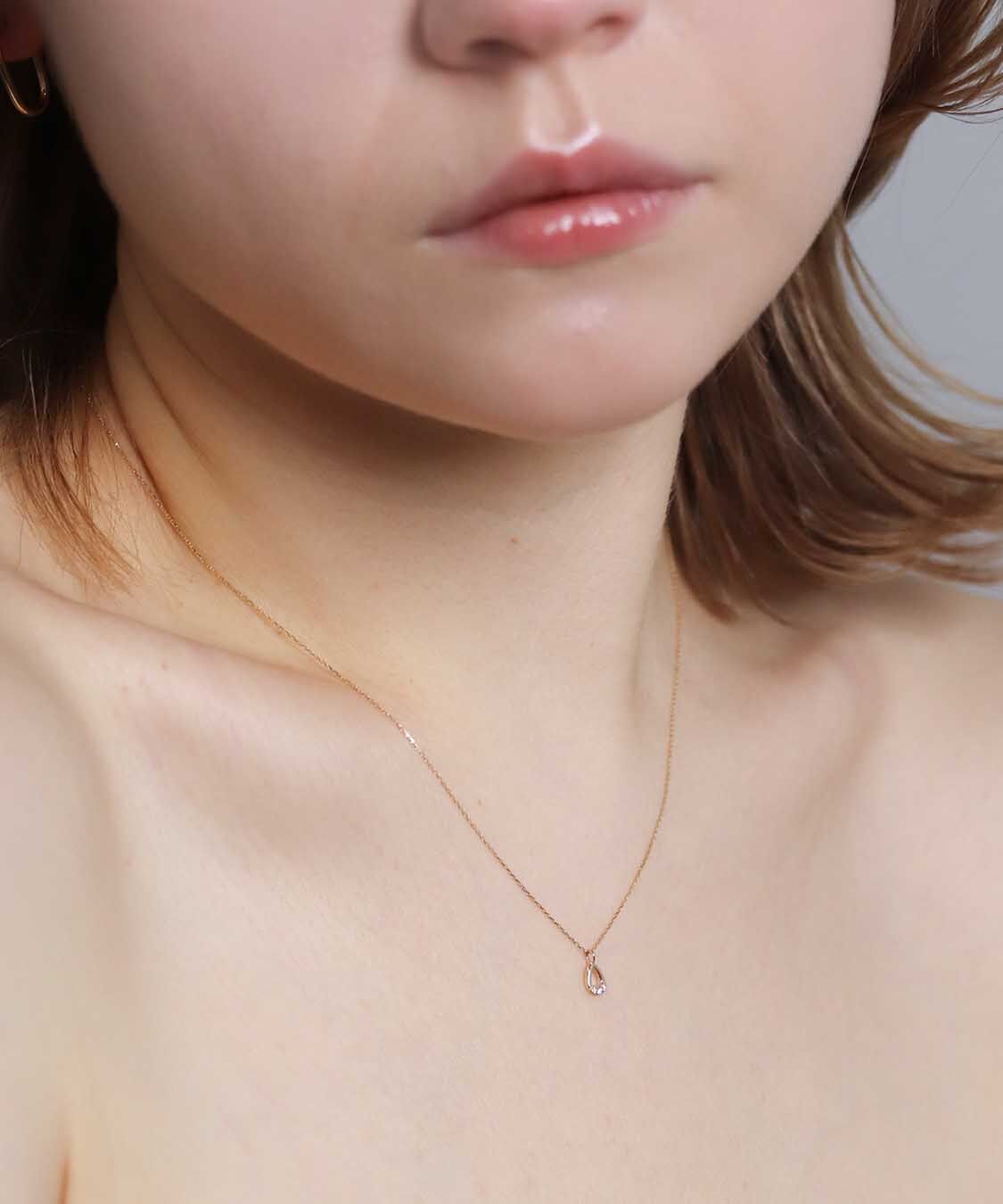  「ダイヤモンド ペアシェイプ ネックレス | K10YG」|ネックレス|