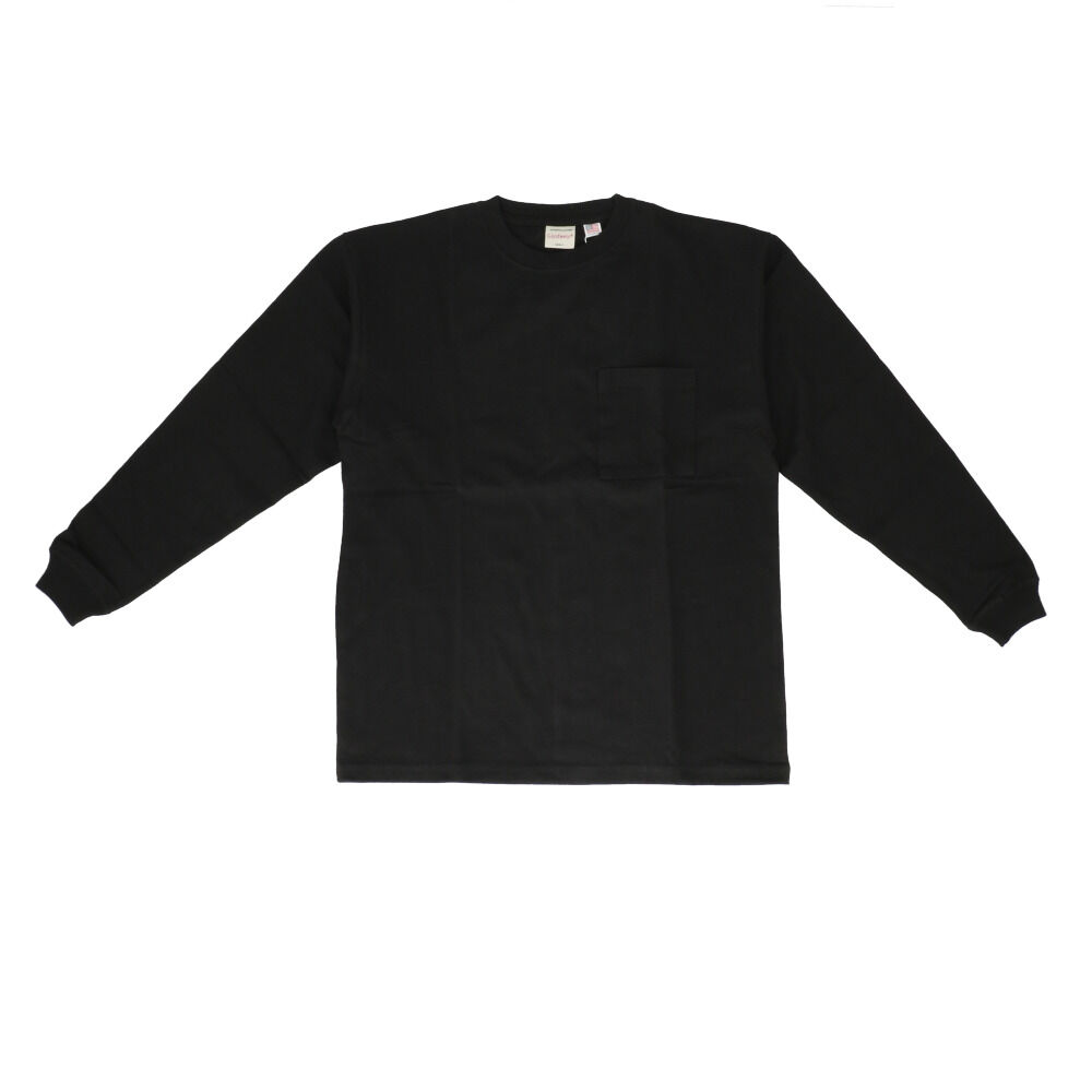 BACKYARD FAMILY「メンズ 長袖tシャツ 通販 BIGTシャツ 男性 ロングスリープ ポケット付 袖リブ 長袖Tシャツ」|Tシャツ・カットソー|ブラック1