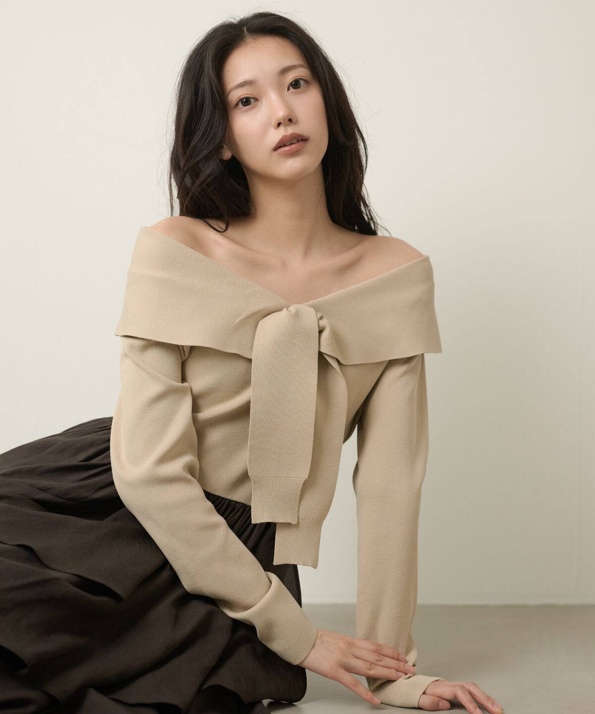 アンドクチュール「オフショルフリルドッキングワンピース」|ワンピース|