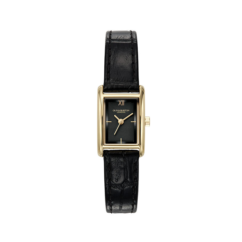 OLIVIA BURTON 「〈OLIVIA BURTON(ｵﾘﾋﾞｱﾊﾞｰﾄﾝ)〉ｸﾗｼｯｸ 16mmﾐﾆｸﾞﾛｰﾌﾞ ｺﾞｰﾙﾄﾞ＆ﾌﾞﾗｯｸ ｸﾛｺﾀﾞｲﾙﾚｻﾞｰ」|腕時計|