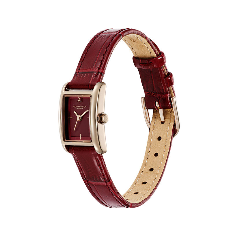 OLIVIA BURTON 「〈OLIVIA BURTON(ｵﾘﾋﾞｱﾊﾞｰﾄﾝ)〉ｸﾗｼｯｸ 16mm　ﾐﾆｸﾞﾛｰﾌﾞ ﾛｰｽﾞｺﾞｰﾙﾄﾞ＆ﾁｪﾘｰ ｸﾛｺﾀﾞｲﾙﾚｻﾞｰ」|腕時計|