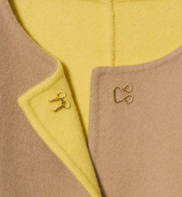 UNITED ARROWS「バイカラー リバー ミドルコート」|ノーカラーコート|