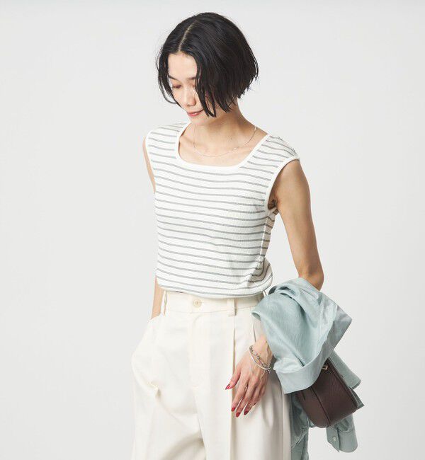 UNITED ARROWS green label relaxing「ブライトリブ デコルテ フレンチスリーブ プルオーバー カットソー」|Tシャツ・カットソー|