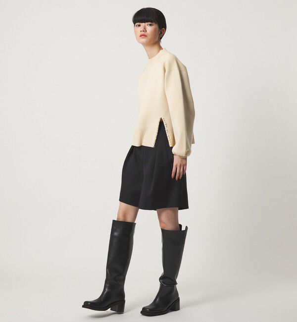 EMMEL REFINES「＜EMMEL REFINES＞EM フェイクパール スリット ニットプルオーバー」|ニット・セーター|
