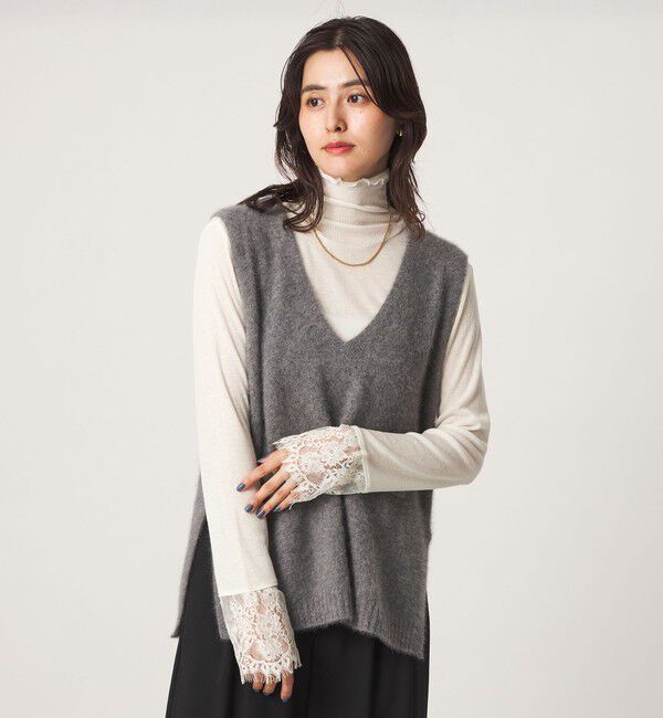 UNITED ARROWS green label relaxing「テレコ ソデ レース タートルネック プルオーバー」|Tシャツ・カットソー|