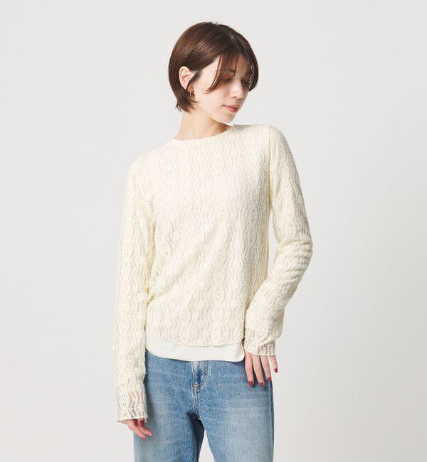 BEAUTY&YOUTH UNITED ARROWS「ブラッシュド レース プルオーバー ウォッシャブル」|Tシャツ・カットソー|