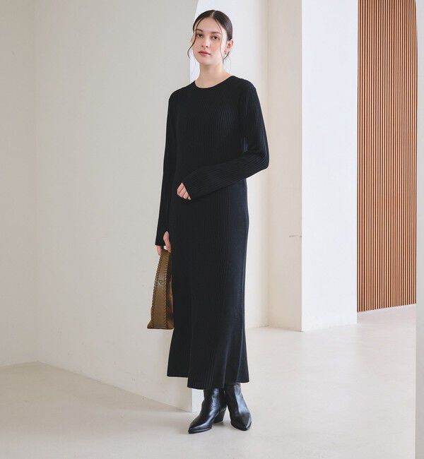 BEAUTY&YOUTH UNITED ARROWS「【WEB限定 Wardrobe DAILY MINIMAL】リブニット フレアワンピース」|ワンピース|