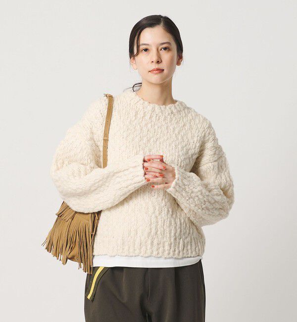 BEAUTY&YOUTH UNITED ARROWS「ジャンボスラブ クルーネック ニットプルオーバー」|ニット・セーター|OFF WHITE