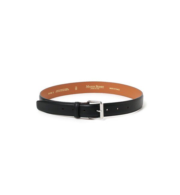BEAMS SELECTION for WOMEN「MAISON BOINET / カーフレザーベルト 28mm」|ベルト|BLACK/SILVER