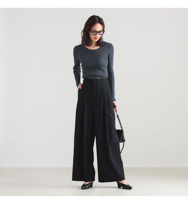 BEAMS SELECTION for WOMEN「ATON / ウールトロピカル ワイドイージーパンツ」|チノ|