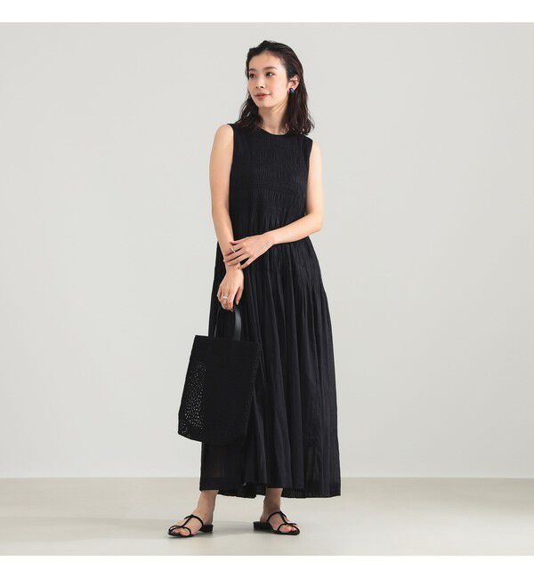 BEAMS SELECTION for WOMEN「ne Quittez pas / ボイル シャーリング ワンピース」|ワンピース|BLACK