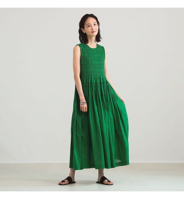BEAMS SELECTION for WOMEN「ne Quittez pas / ボイル シャーリング ワンピース」|ワンピース|別注GREEN