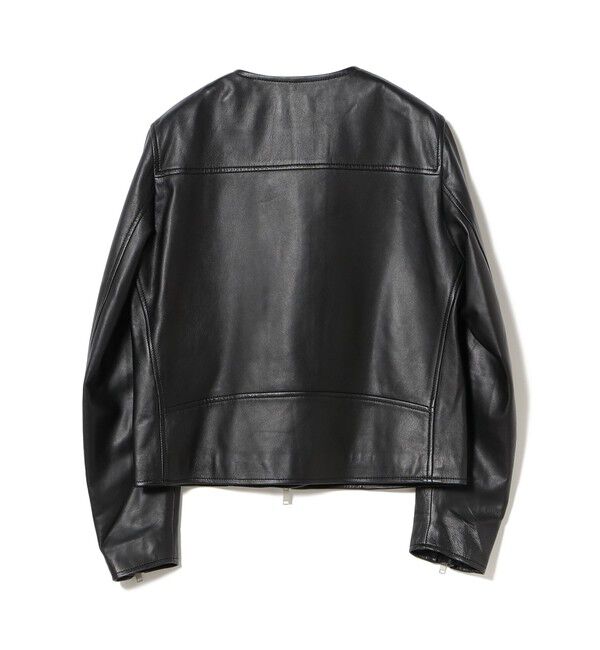 Demi-Luxe BEAMS 「マット シープスキン ノーカラー ライダース ブルゾン」|ブルゾン・スタジャン|