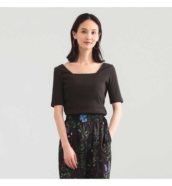 BEAMS SELECTION for WOMEN「【別注】スタイリスト佐藤佳菜子 &times; SLOANE / スクエアネック リブ Tシャツ」|Tシャツ・カットソー|