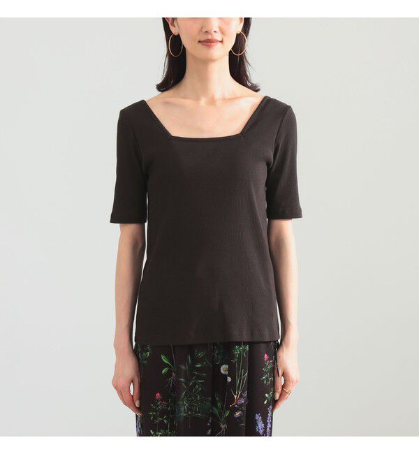 BEAMS SELECTION for WOMEN「【別注】スタイリスト佐藤佳菜子 &times; SLOANE / スクエアネック リブ Tシャツ」|Tシャツ・カットソー|